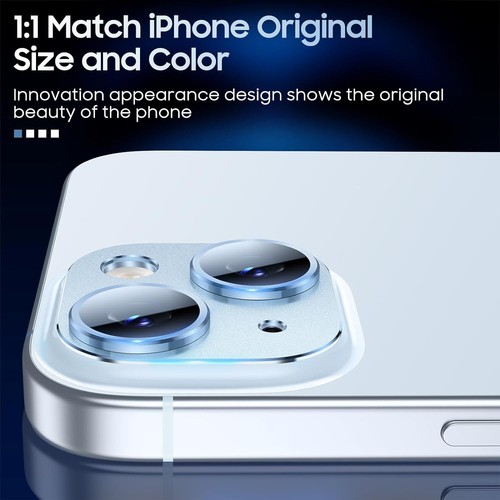 Protection d'objectif pour appareil photo en verre trempé métal pour iPhone 15/15 Plus couverture complète - Photo 19 sur 42