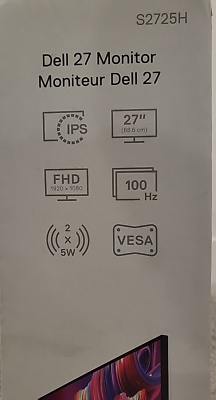 Dell S2725H Monitor Brand New - 27-inch Full HD (1920x1080) 8ms