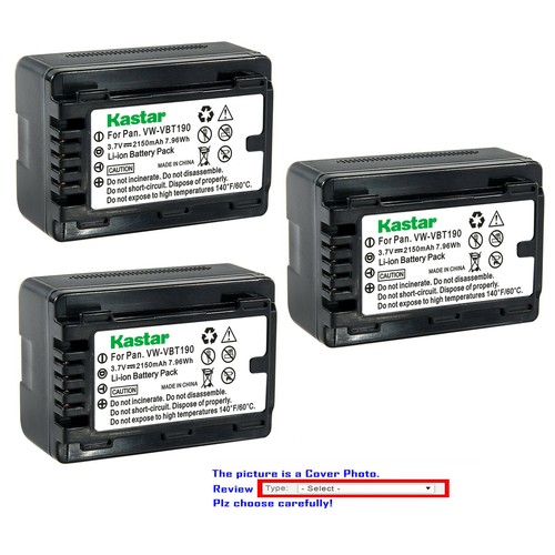Kastar Replacement Battery Pack for Panasonic VBT190 HC V770 W570