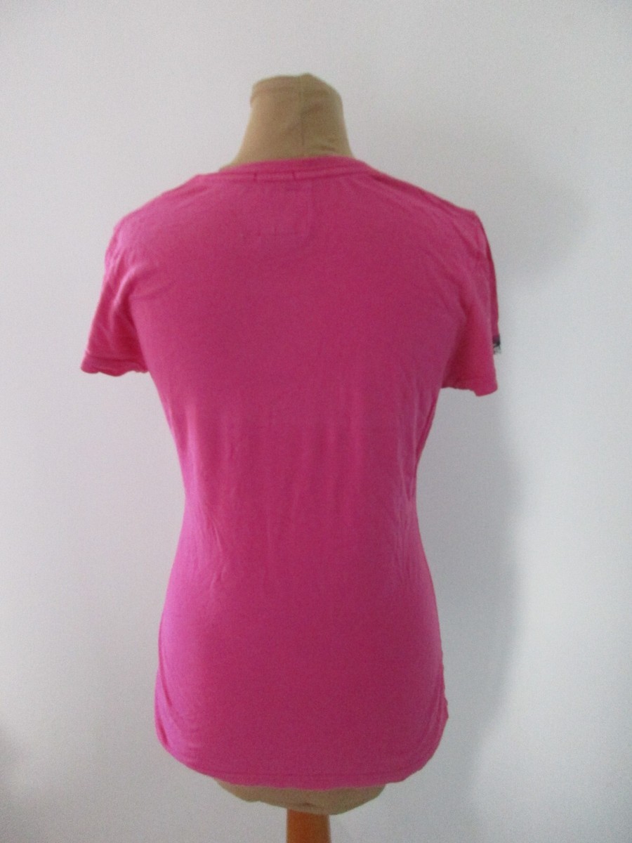 T-shirt Femme Superdry Taille L - Couleur Rose, 100% Coton - Occasion Très Bon état