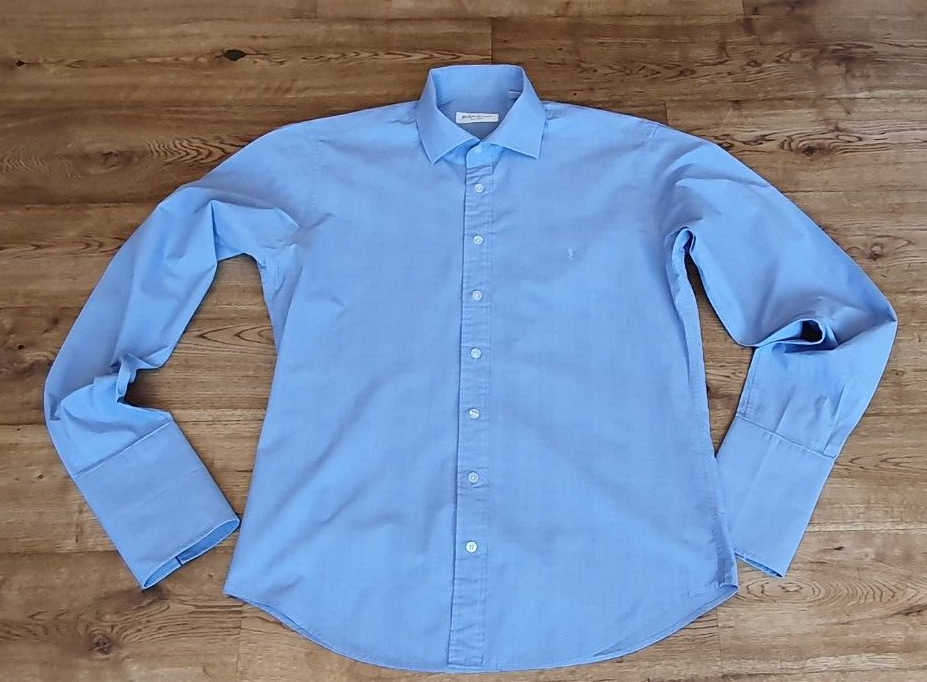 Ives Saint Laurent polsini gemelli polsini camicia blu colletto taglia 16 5