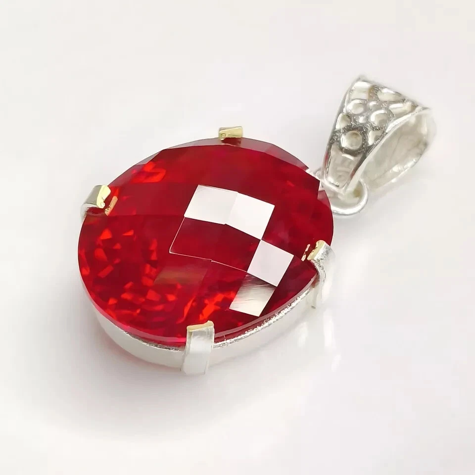 Certified 30.42 Ct + Natural Red Ruby 925 Solid Silver Pendant Loose Gemstone - Image 2 of 4