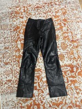 Vintage 90s Black Leather Pants Size 6