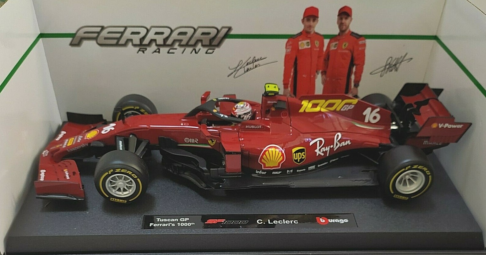 BURAGO FERRARI 1:18 AUTO F1 FERRARI SF1000 LECLERC TUSCAN TUSCANY GP 18-16808TUL