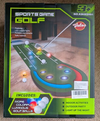 VATOS Light Up Golf Putting Matte Spiel. 9ft Übungsmatte mit Zubehör