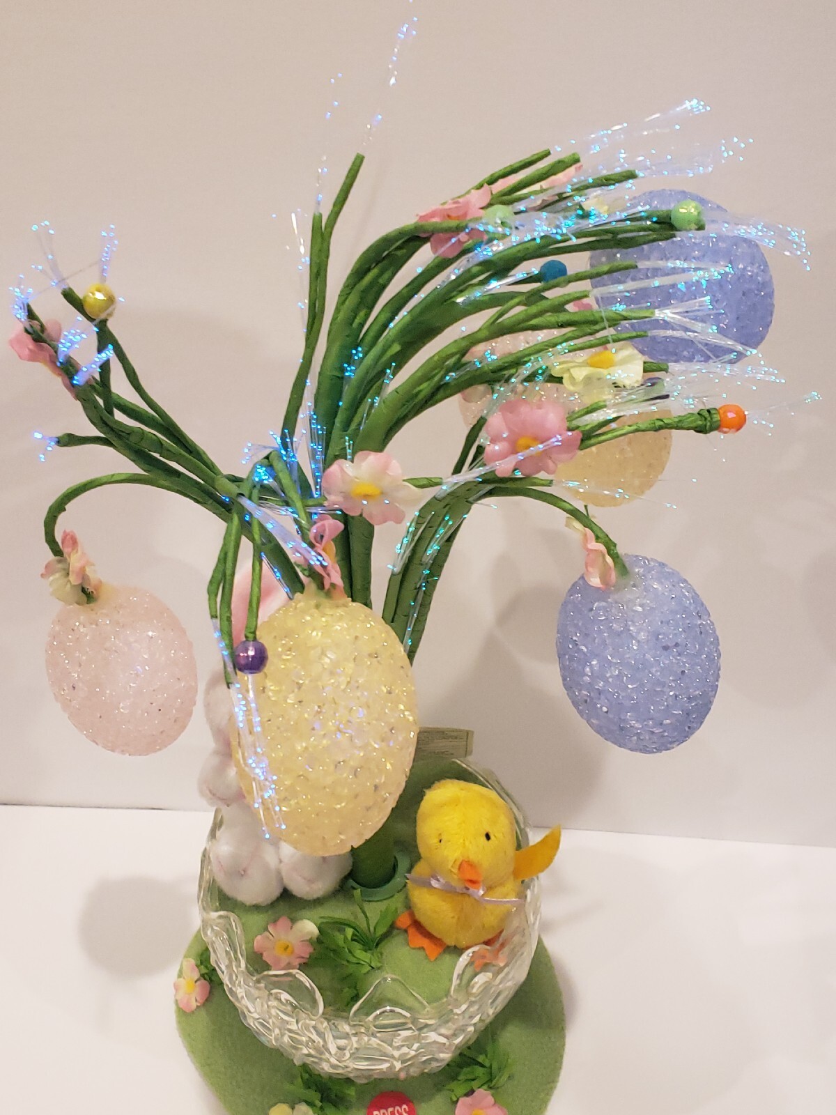 AVON Blooming Fiber Optic Easter Tree Musical Easter Egg Tree Bunny
