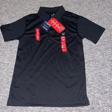 Chaps Polo Shirt Boys Size Medium 10-12 Short Sleeve School Uniform Black NWT