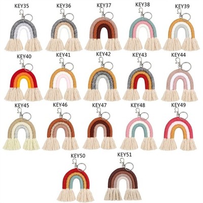 Weaving Rainbow Pendant Keychain Tassels Bag Charm Key Jewelry for Key and Bag