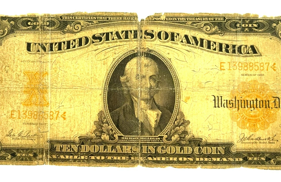 Series of 1907 $10 U.S. Gold Certificate Good+ Condition FR #1172 - Image 3 of 4
