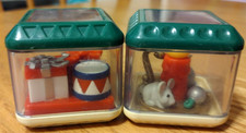 VINTAGE Fisher Price Christmas Peek A Boo Train Blocks Candle w/Mice & Presents