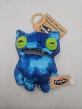 Zuru Fuggler Plush Wide Eyed Weirdo Monster Catch Chase Blue Button Keychain