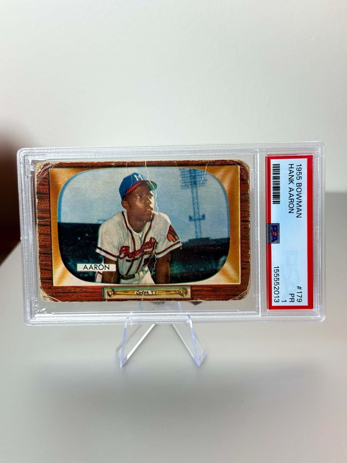 1955 Bowman Hank Aaron #179 Milwaukee Braves PSA 1