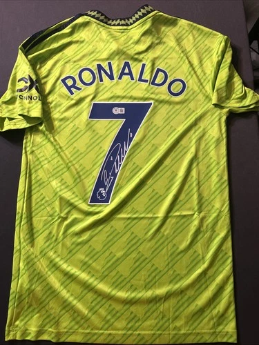 Cristiano Ronaldo Signed Autograph MAN UNITED SOCCER Jersey Beckett BAS COA J13