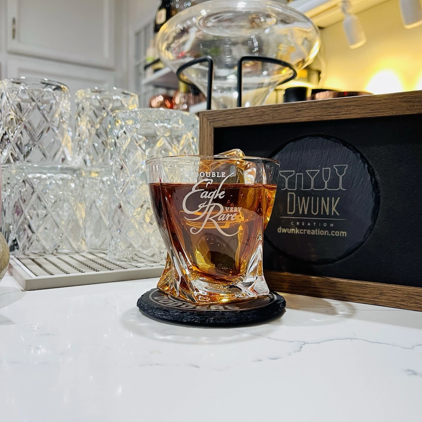 Engraved Eagle Rare Double Eagle Twisted Whiskey Glass