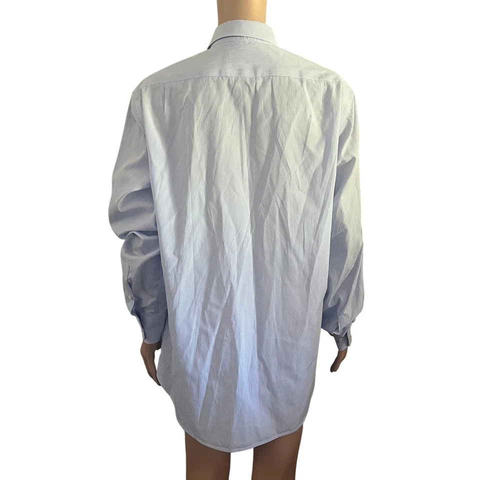 Camisa Carolina Herrera Abotonada 16 Azul Rayas Manga Larga Algodón Negocios  Foto 2 de 4