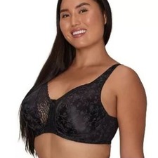 Playtex Secrets Lifts  Supports Full Figure Unlined U/W Bra 4422, Black 42DD