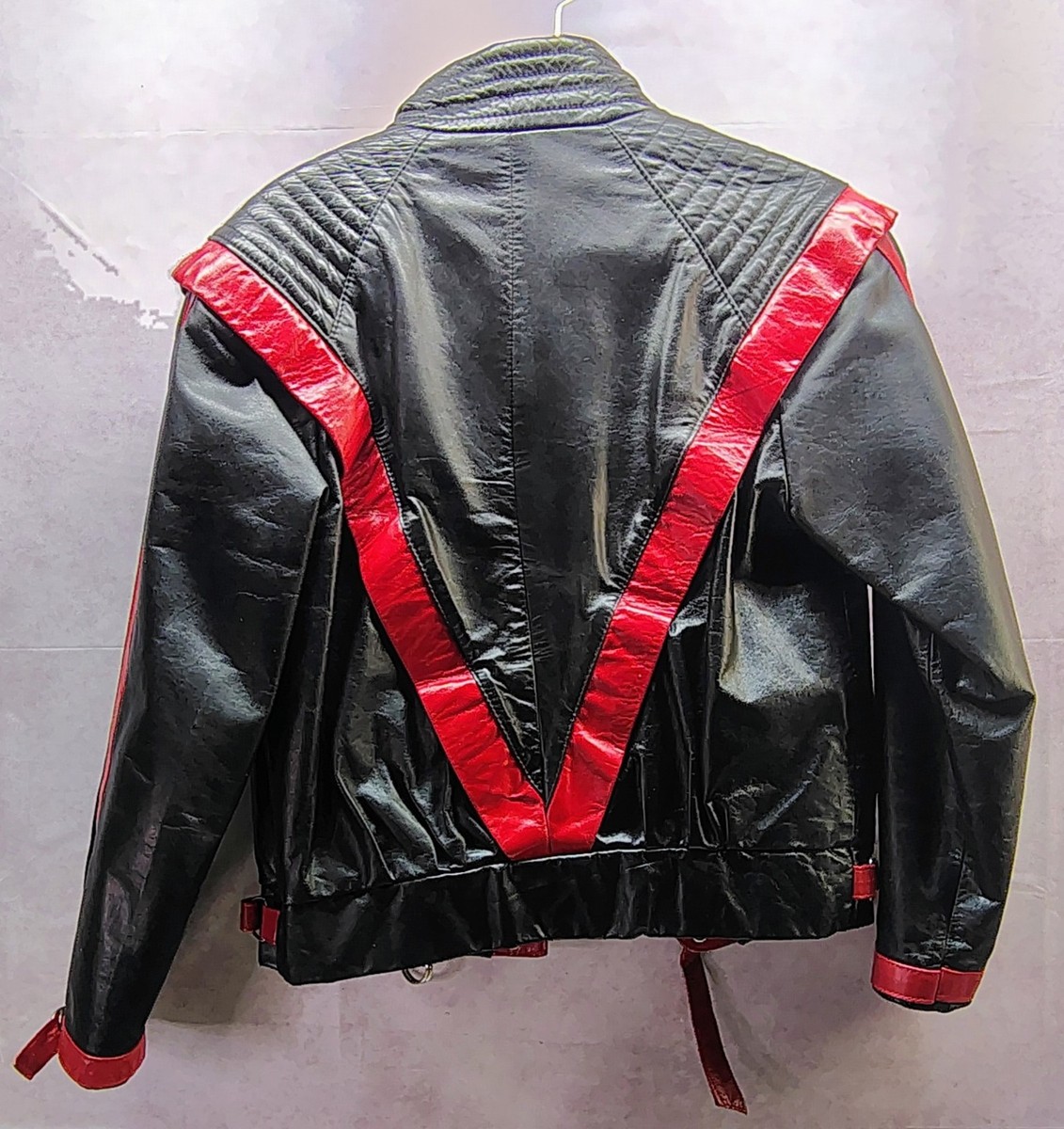 Vintage 80' Black Red Leather Jacket rare Canada Women's Reverse