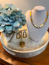 Brighton Meridian Geo Collar Necklace  Geo Breeze Earrings Gold Tone Set NWT