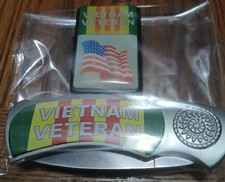 Set coltelli lama 3" nastro USATO veterano Vietnam con accendino ricaricabile abbinato