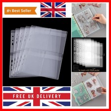 10-Sheet Binder Pockets Inserts, 4 Pockets A5 Size, 6-Hole Binder Folder, Wat...