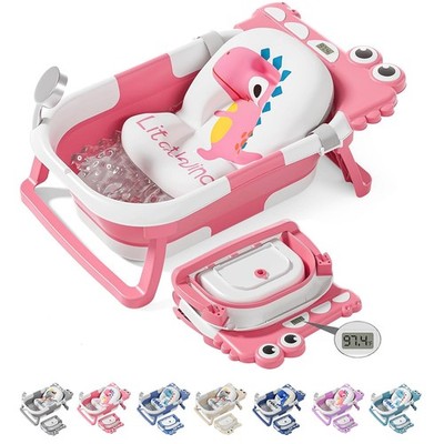 Collapsible Baby Bathtub, Baby Bath Tub with Soft Cushion & Real-Time Thermom...