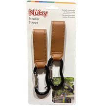 Nuby Stroller Hooks Straps Faux Leather Universal Baby Bag Holder Clips NWT