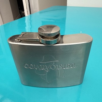 Courvoisier Cognac 3'' Edelstahl Flachmann Trinkgeschirr Auslaufsicher.    (B115)
