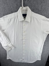 David Donahue Trim 17 34/35 Cotton White Business Button Up Long Sleeve Mens