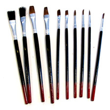 Lot of 10 Brown Bristled Paint Brushes For Acrylic  Oils - NWOT  6 