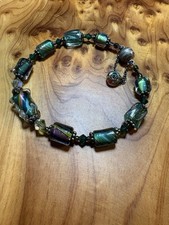 Tubular Dichroic Fused Glass And Silver Tone ...