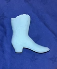 Vintage Fenton Glass Blue Satin Tall Daisy and Button Boot 4” Tall