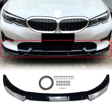 For 19-2022 BMW 3 Series G20 G21 Front Bumper Lip Spoiler Splitters Gloss Black