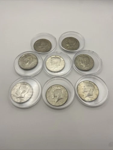 1966-1968 Kennedy Half Dollar 40% Silver Lot of 8 Circulated Coins AU-VG Cond 🔥