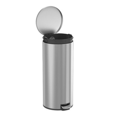 Kitchen Trash Can, 7.9 Gallon Stainless Steel Round Step Garbage Bin with Soft