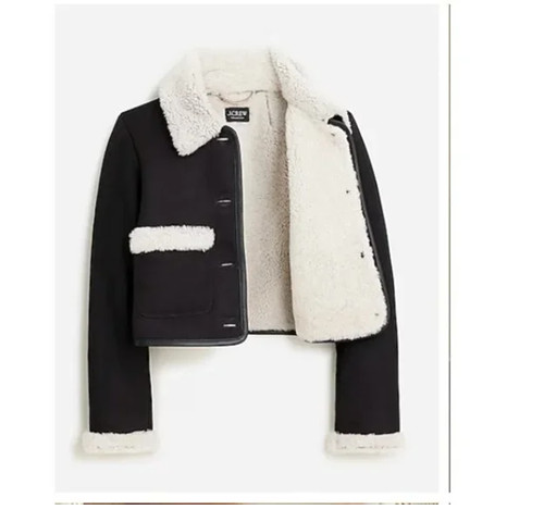 J. Crew Collection black shearling jacket - size medium image 2