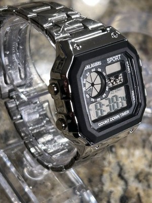 Sport Digital Fashion Watch Countdown Timer 5 Alarms Multi-Color Light NEW