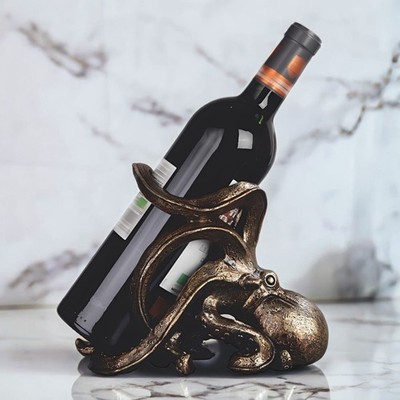 8.25''W Gold Color Octopus Wine Holder Ornament Home Decor Unique Gift