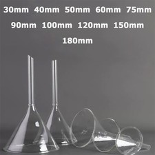 30/40/50/60/75/90/100/120/150/180mm Klarglas Labor Kurzschaft Konisch Trichter