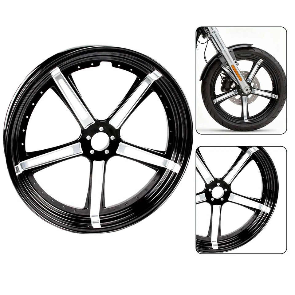 Juego de rueda trasera y buje anodizado negro CNC de 18x5,5" para motocicleta Harley 2004-up Foto 2 de 4