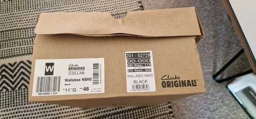 26179532 NEIGHBORHOOD x Clarks Wallabee Black (Men's) UK 11 New In Box - Picture 8 of 8