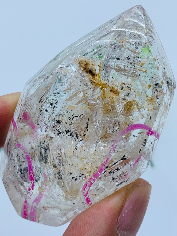 TOP Herkimer Diamond Crystal Cluster Gem enhydro+BIG moving Water Droplets 72G