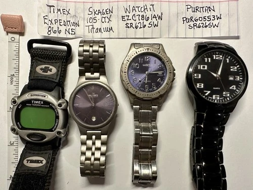 Lot Of 4 Vintage Mens Watches SKAGEN TIMEX WATCHIT PURITAN - UNTESTED