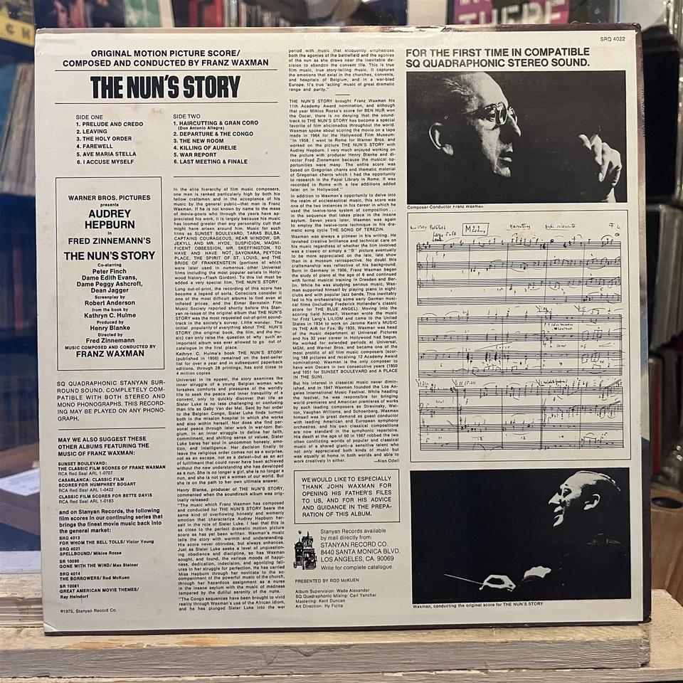 [OST]~EXC LP~The NUN'S STORY~Soundtrack~FRANZ WAXMAN~[1975~STANYAN]~QUADRAPHONIC - Image 2 of 4