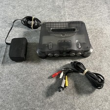 Vintage Nintendo 64 NUS-001 Clear Black Console Tested Made in Japan AV PSU