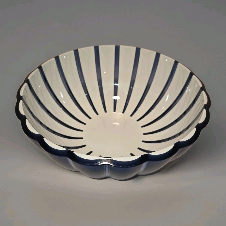 Cuenco para servir acrílico Guzzini Grace azul blanco Italia ensalada italiana acanalada Foto 3 de 4