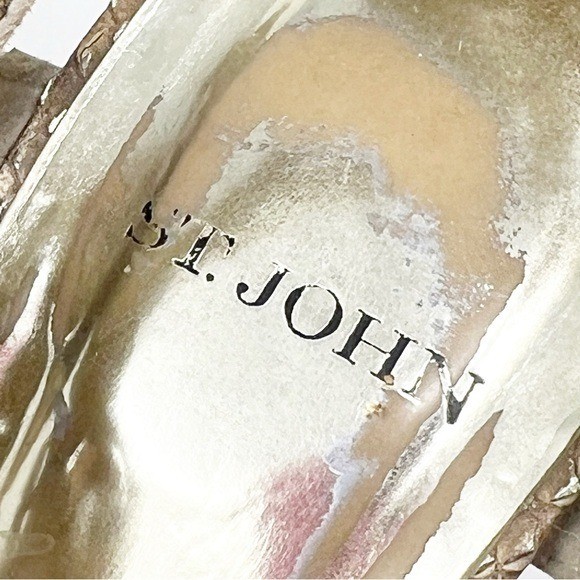 ST. JOHN DESERT TIPPED PYTHON GOLD BUCKLE PLATFOR… - image 6