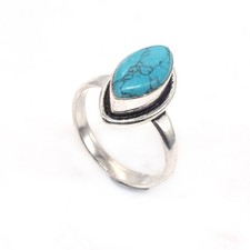 Elegant Turquoise Silver Plated Ring Handmade Fashion Jewelry Ring US 5.5 q878