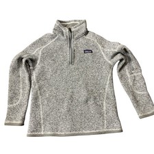Patagonia Girls' Better Sweater 1/4 zip Pullover fleece birch white Sz S 7-8 .