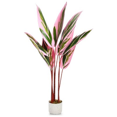4FT Artificial Calathea Plant w/Pot Large Faux Potted Tree for Indoor & Outdoor