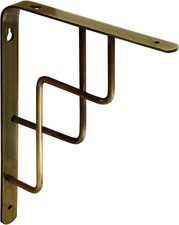 RBUK Set of 4 Brushed Brass Shelf Bracket, Step Metal Shelf Supports for Wall M